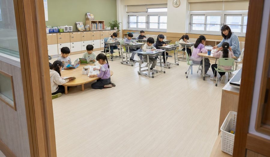 늘봄교실 난방마루 시공 현장