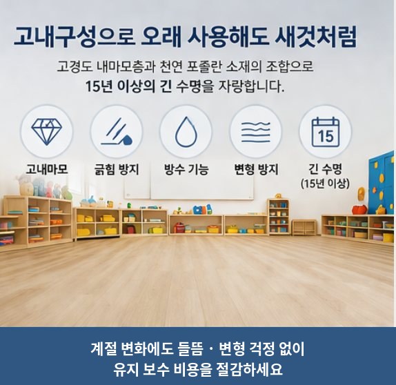 고내구성으로 오래 사용해도 새것처럼 유지된다는 안내 이미지